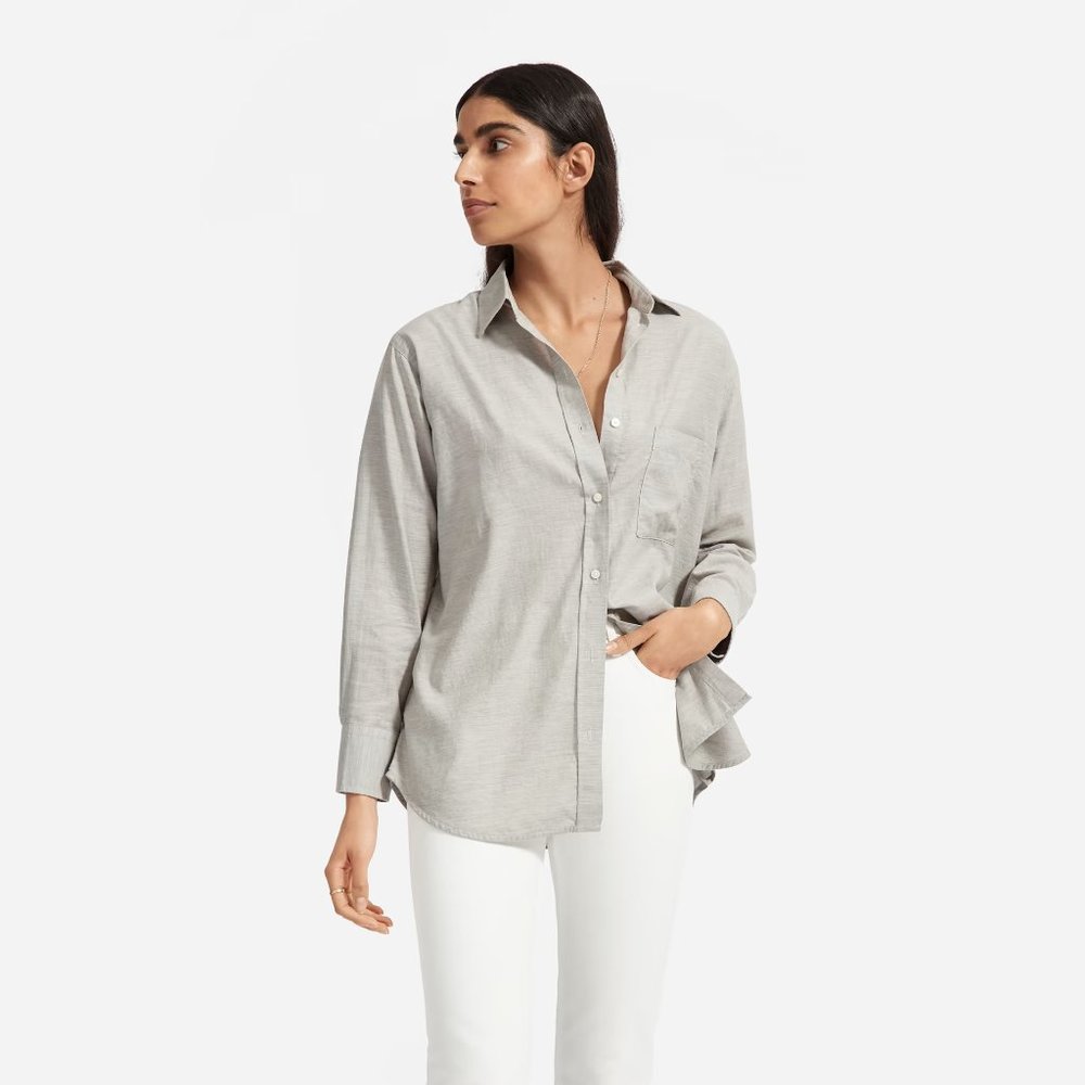 Everlane - The Lightweight Flannel Oversized Shirt - Heathered Sandstone - 10